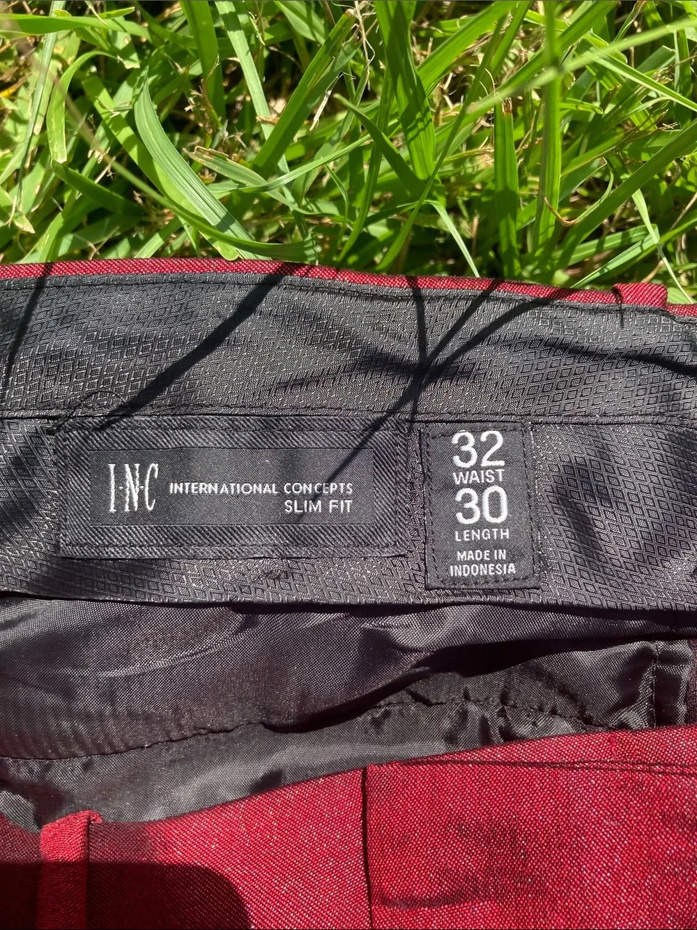 INC International Concepts Wine Red Blazer with Black Trim & Matching Pants